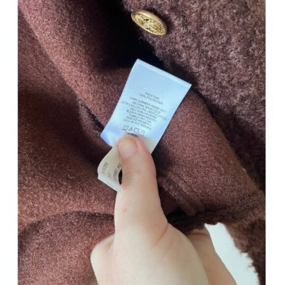 NWT Express Brown Teddy Jacket – Size Small – Faux Fur w/ Gold Button Details - Picture 9 of 9